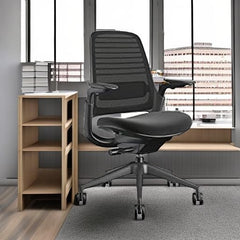 Steelcase Series 1 Ergonomic Office Chair, Carpet Floors, Licorice