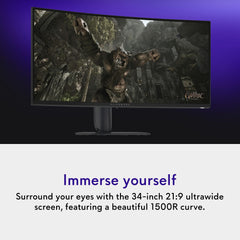 Alienware 34 Curved Gaming Monitor – AW3425DWM - 34-inch WQHD 180Hz 1ms Display, 1500R, AMD FreeSync Premium, VESA AdaptiveSync.