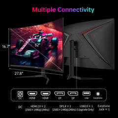 KTC 27 Inch QHD Gaming Monitor 220Hz, 2K Fast IPS with Speakers, H27T22C-3