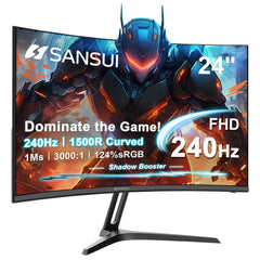 SANSUI 24 Inch Curved 160Hz Gaming Monitor,1500R Curved Gaming Monitor