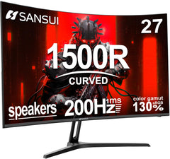 SANSUI 24 Inch Curved 160Hz Gaming Monitor,1500R Curved Gaming Monitor