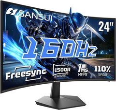 SANSUI 24 Inch Curved 160Hz Gaming Monitor,1500R Curved Gaming Monitor