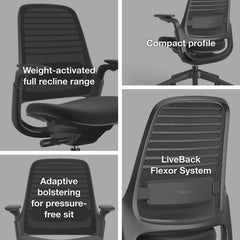 Steelcase Series 1 Ergonomic Office Chair, Carpet Floors, Licorice