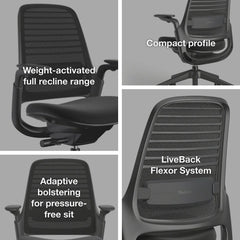 Steelcase Series 1 Ergonomic Office Chair, Carpet Floors, Licorice