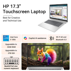 HP 17 Inch Laptop Touchscreen Computer, 17.3 HD+ Business Laptop AI PC, Intel Core 5(10-Core, Beat i7-1355U), 32GB RAM 2TB SSD, Windows 11 Pro, Backlit Keyboard, USB-C(Displayport)&HDMI