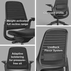 Steelcase Series 1 Ergonomic Office Chair, Carpet Floors, Licorice
