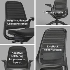 Steelcase Series 1 Ergonomic Office Chair, Carpet Floors, Licorice