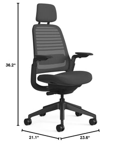 Steelcase Series 1 Ergonomic Office Chair, Carpet Floors, Licorice