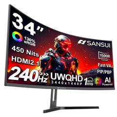 SANSUI 24 Inch Curved 160Hz Gaming Monitor,1500R Curved Gaming Monitor