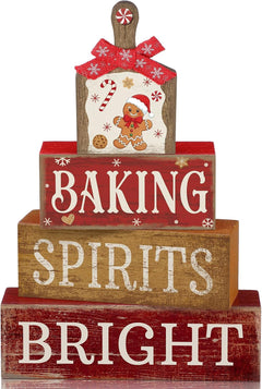 Lineshading 4 Pcs Pink Halloween Tiered Tray Decor, Wooden Ghost Signs