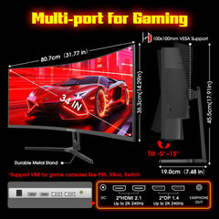 SANSUI 24 Inch Curved 160Hz Gaming Monitor,1500R Curved Gaming Monitor