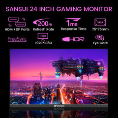 SANSUI 24 Inch Curved 160Hz Gaming Monitor,1500R Curved Gaming Monitor