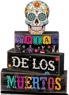 Lineshading 4 Pcs Pink Halloween Tiered Tray Decor, Wooden Ghost Signs