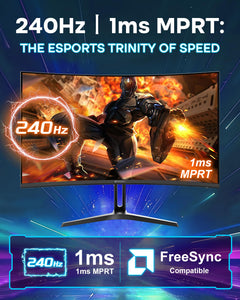 SANSUI 24 Inch Curved 160Hz Gaming Monitor,1500R Curved Gaming Monitor