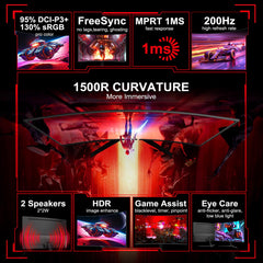 SANSUI 24 Inch Curved 160Hz Gaming Monitor,1500R Curved Gaming Monitor