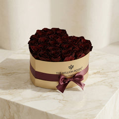 Heart Gold Box | Burgundy Roses