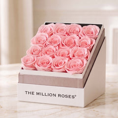 Square White Box | Light Pink Roses